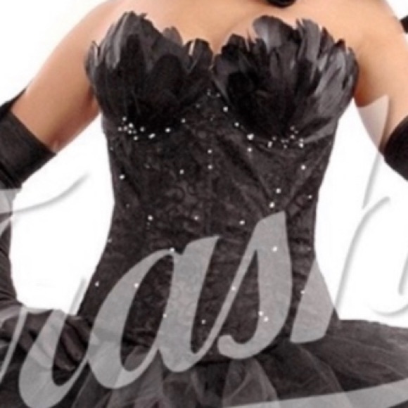NWOT TRASHY LINGERIE LA BLACK SWAN BIRD FEATH BLACK CORSET COSPLAY 32D BODYCON - Picture 10 of 16
